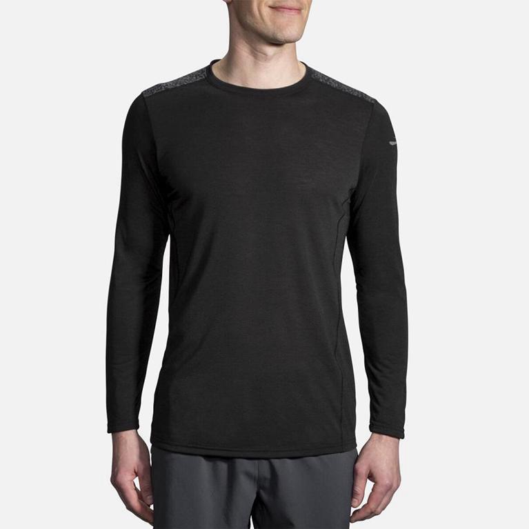 Brooks Distance Mens Long Sleeve Running Shirt - Grey - Indonesia (GTWP-61437)